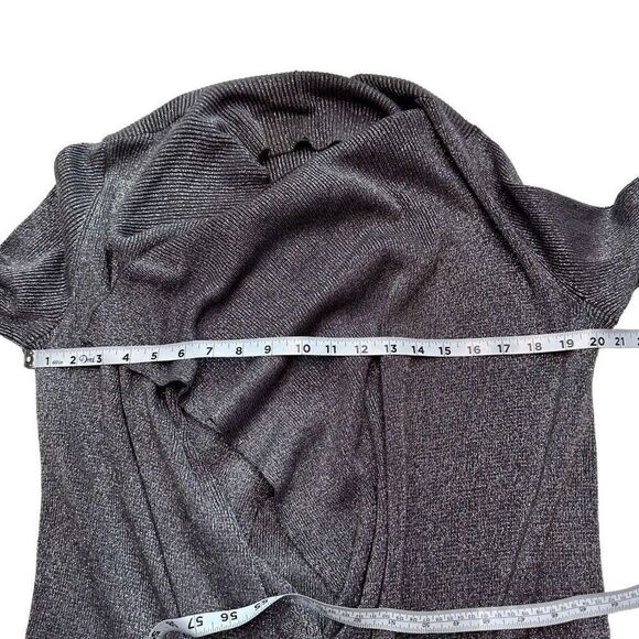 Torrid Womens Gray Metallic Drape Front Sweater Cardigan Large Modern Glam - Picture 7 of 11